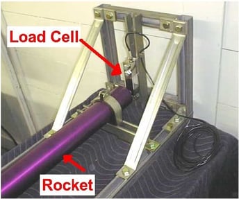 photo of load cell position on test stand in axial thrust measurement