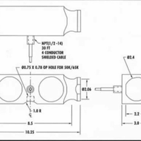 CAD drawing of amcells D S L load cell with link ends