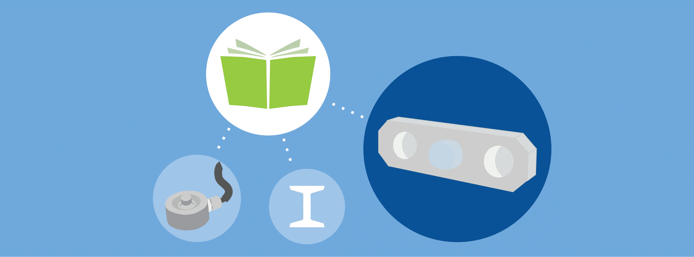 banner artwork showing a book with detail art bubbles of various load cell drawings