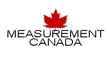 the logo for measurement canada, which is a red maple leaf with the words measurement canada centered in all upper case black letters below it