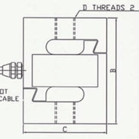 CAD drawing of an amcells S T L X load cell