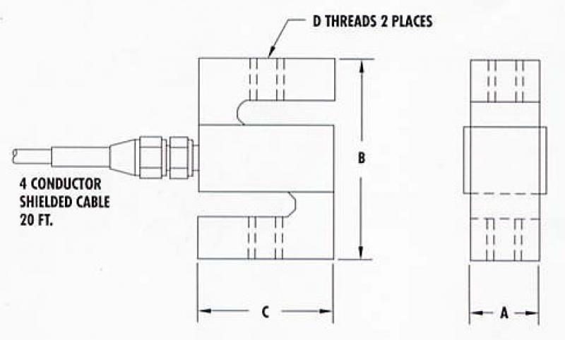 CAD drawing of amcells S T L load cell