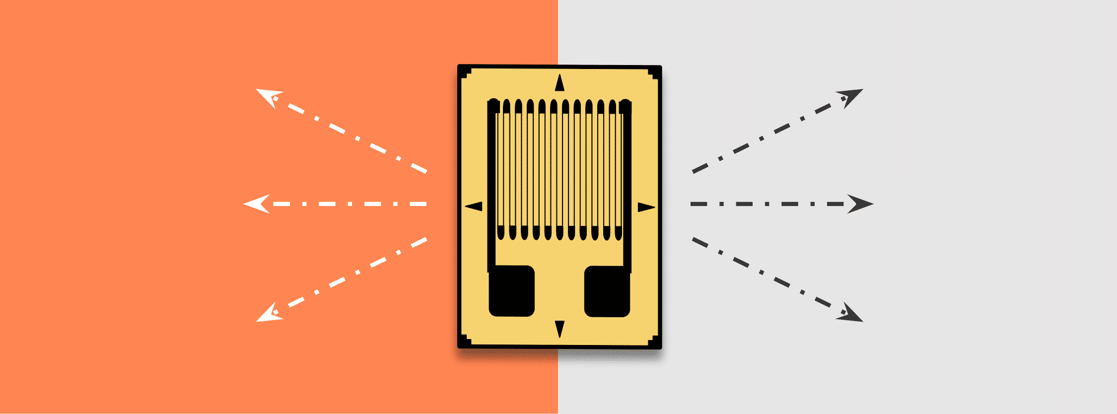 banner artwork showing a strain gauge - a thin wire etched onto a small card