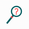 search icon of magnifying glass with question mark inside