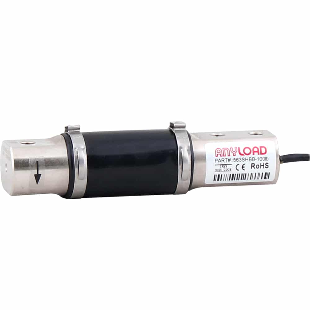 photo of anyload single ended shear beam load cell with cylindrical ends