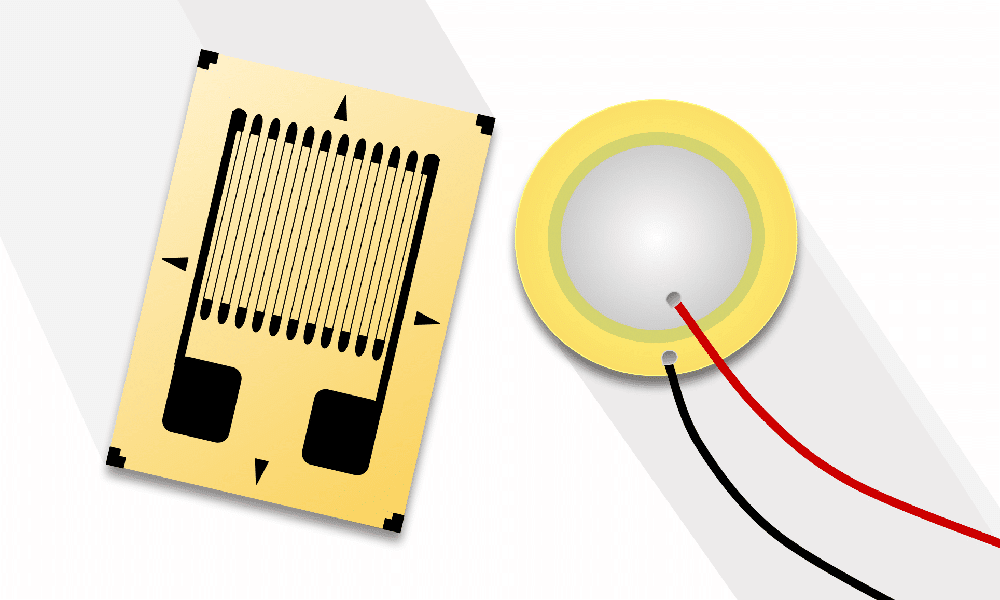 title art for the article comparing strain gauges to piezoelectric sensors