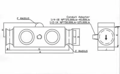 CAD drawing of amcells D S S load cell with link ends