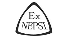 Shows Ex NEPSI logo, which looks like a guitar pick pointed up, with the letters E X on one row and N E P S I on a second row within the shape