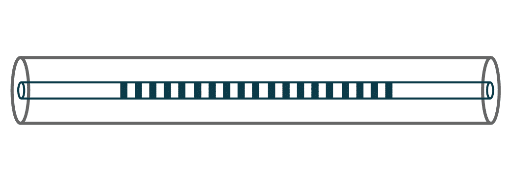 shows bragg grating on an optical fiber