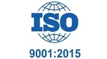 logo for ISO 9001 approval. it shows a circle with latitude and longitude lines, superimposed with the acronym I S O. Below the circle are the numbers 9001: 2015