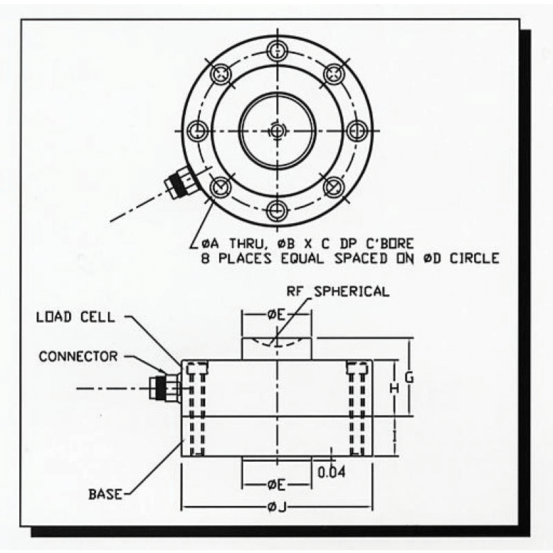CAD drawing of amcells L P D load cell