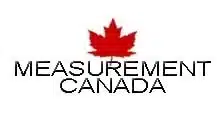 the logo for measurement canada, which is a red maple leaf with the words measurement canada centered in all upper case black letters below it