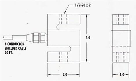 CAD drawing of amcells S T A load cell