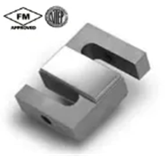 An AmCells STS stainless steel load cell with FM and NTEP approval logos in the top left corner