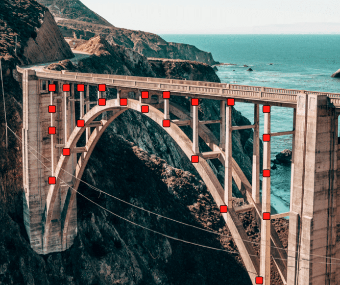 Photo of Bridge showing strain gauge placement