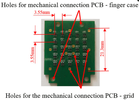 photo of a tactile sensor board closueup