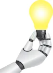 artwork of robot holding lightbulb